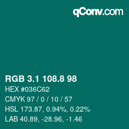 Farbcode: RGB 3.1 108.8 98 | qconv.com