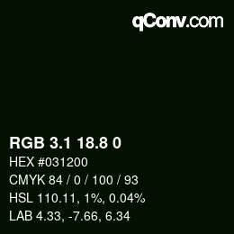 Farbcode: RGB 3.1 18.8 0 | qconv.com