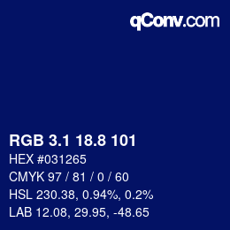 カラーコード: RGB 3.1 18.8 101 | qconv.com
