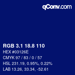 カラーコード: RGB 3.1 18.8 110 | qconv.com