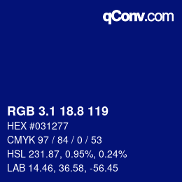 カラーコード: RGB 3.1 18.8 119 | qconv.com