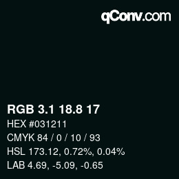 Farbcode: RGB 3.1 18.8 17 | qconv.com