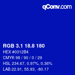 カラーコード: RGB 3.1 18.8 180 | qconv.com