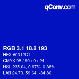 カラーコード: RGB 3.1 18.8 193 | qconv.com