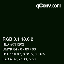 カラーコード: RGB 3.1 18.8 2 | qconv.com