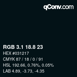 Color code: RGB 3.1 18.8 23 | qconv.com