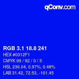 Color code: RGB 3.1 18.8 241 | qconv.com