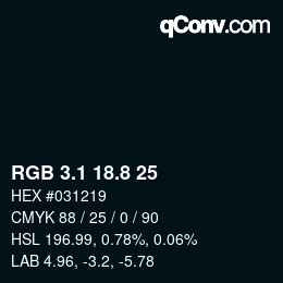 Color code: RGB 3.1 18.8 25 | qconv.com