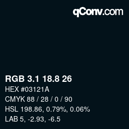 Color code: RGB 3.1 18.8 26 | qconv.com
