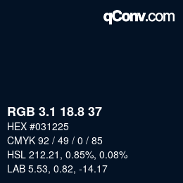 Código de color: RGB 3.1 18.8 37 | qconv.com