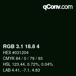 カラーコード: RGB 3.1 18.8 4 | qconv.com