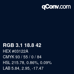 Color code: RGB 3.1 18.8 42 | qconv.com