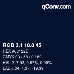 Color code: RGB 3.1 18.8 45 | qconv.com