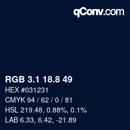 Color code: RGB 3.1 18.8 49 | qconv.com