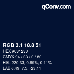 Color code: RGB 3.1 18.8 51 | qconv.com