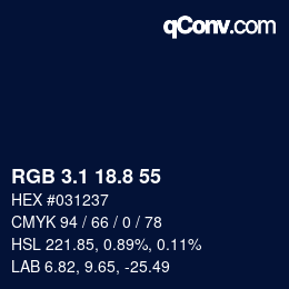 Color code: RGB 3.1 18.8 55 | qconv.com