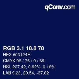 Color code: RGB 3.1 18.8 78 | qconv.com