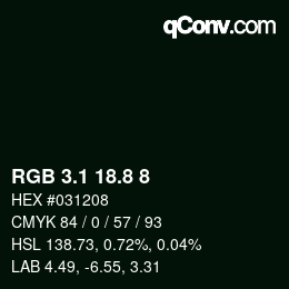 Color code: RGB 3.1 18.8 8 | qconv.com