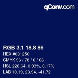 Color code: RGB 3.1 18.8 86 | qconv.com