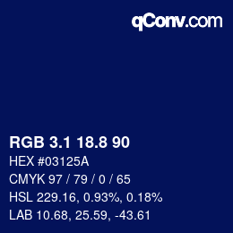 Color code: RGB 3.1 18.8 90 | qconv.com