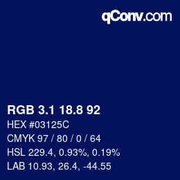 Color code: RGB 3.1 18.8 92 | qconv.com