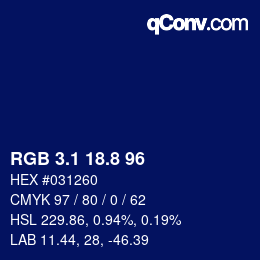 Color code: RGB 3.1 18.8 96 | qconv.com