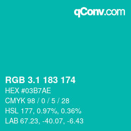 カラーコード: RGB 3.1 183 174 | qconv.com