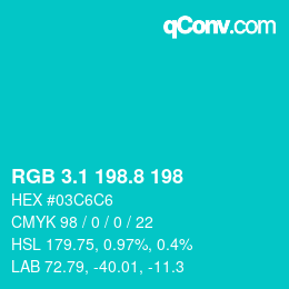 カラーコード: RGB 3.1 198.8 198 | qconv.com