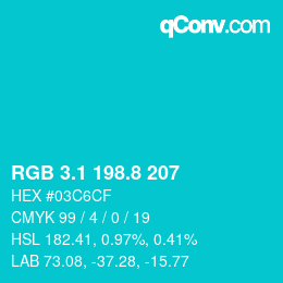 カラーコード: RGB 3.1 198.8 207 | qconv.com