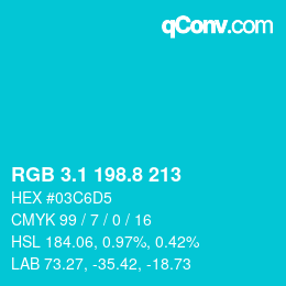 カラーコード: RGB 3.1 198.8 213 | qconv.com