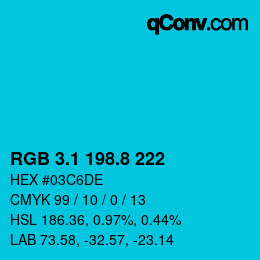 カラーコード: RGB 3.1 198.8 222 | qconv.com