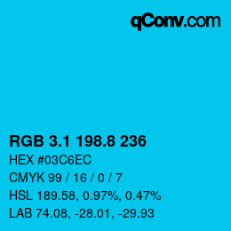 カラーコード: RGB 3.1 198.8 236 | qconv.com