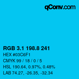 カラーコード: RGB 3.1 198.8 241 | qconv.com
