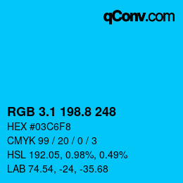 カラーコード: RGB 3.1 198.8 248 | qconv.com