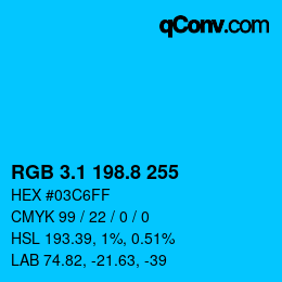 カラーコード: RGB 3.1 198.8 255 | qconv.com