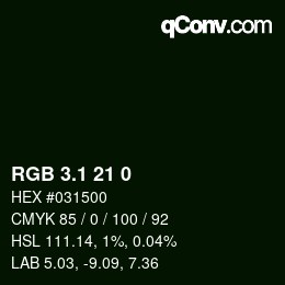 カラーコード: RGB 3.1 21 0 | qconv.com