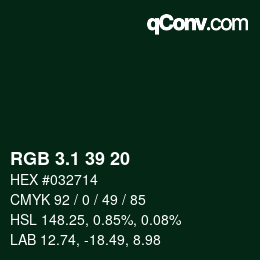 カラーコード: RGB 3.1 39 20 | qconv.com