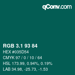 Color code: RGB 3.1 93 84 | qconv.com