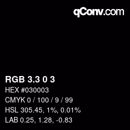 カラーコード: RGB 3.3 0 3 | qconv.com