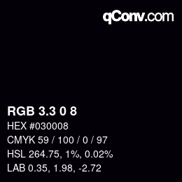 カラーコード: RGB 3.3 0 8 | qconv.com