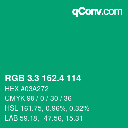 カラーコード: RGB 3.3 162.4 114 | qconv.com
