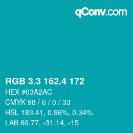 カラーコード: RGB 3.3 162.4 172 | qconv.com