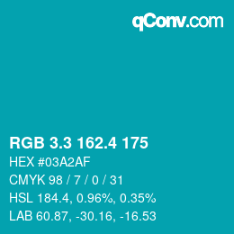 カラーコード: RGB 3.3 162.4 175 | qconv.com