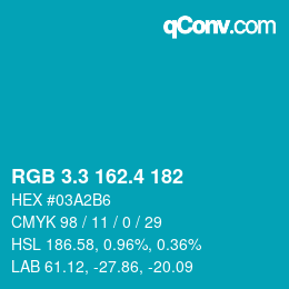 カラーコード: RGB 3.3 162.4 182 | qconv.com