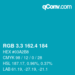 カラーコード: RGB 3.3 162.4 184 | qconv.com