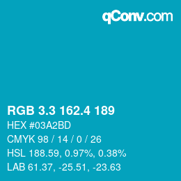 カラーコード: RGB 3.3 162.4 189 | qconv.com