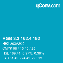 カラーコード: RGB 3.3 162.4 192 | qconv.com