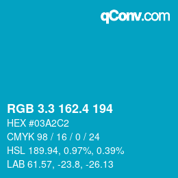 カラーコード: RGB 3.3 162.4 194 | qconv.com