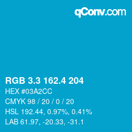 カラーコード: RGB 3.3 162.4 204 | qconv.com