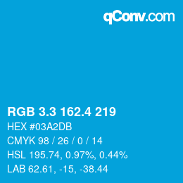 カラーコード: RGB 3.3 162.4 219 | qconv.com